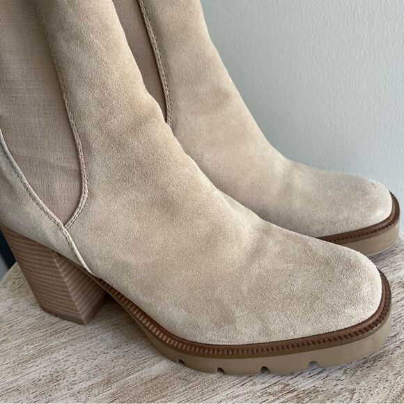 Sam Edelman Rollins Suede Boots With Side Stretch in Sesame Tan Sz 9 NWOB - Picture 7 of 9